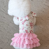 Floral Pet Dress with Leash Clip for Cats and Small Dogs