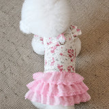 Floral Pet Dress with Leash Clip for Cats and Small Dogs