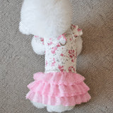 Floral Pet Dress with Leash Clip for Cats and Small Dogs