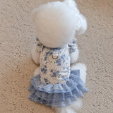 Floral Pet Dress with Leash Clip for Cats and Small Dogs