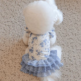 Floral Pet Dress with Leash Clip for Cats and Small Dogs