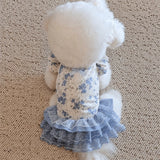 Floral Pet Dress with Leash Clip for Cats and Small Dogs
