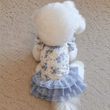 Floral Pet Dress with Leash Clip for Cats and Small Dogs
