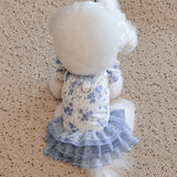 Floral Pet Dress with Leash Clip for Cats and Small Dogs