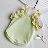 Lightweight Cotton Dog Tank Top with Ruffle Trim