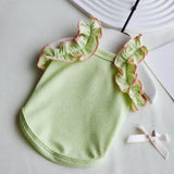 Lightweight Cotton Dog Tank Top with Ruffle Trim