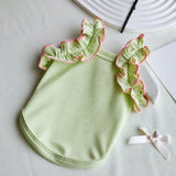 Lightweight Cotton Dog Tank Top with Ruffle Trim