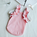 Lightweight Cotton Dog Tank Top with Ruffle Trim