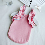 Lightweight Cotton Dog Tank Top with Ruffle Trim