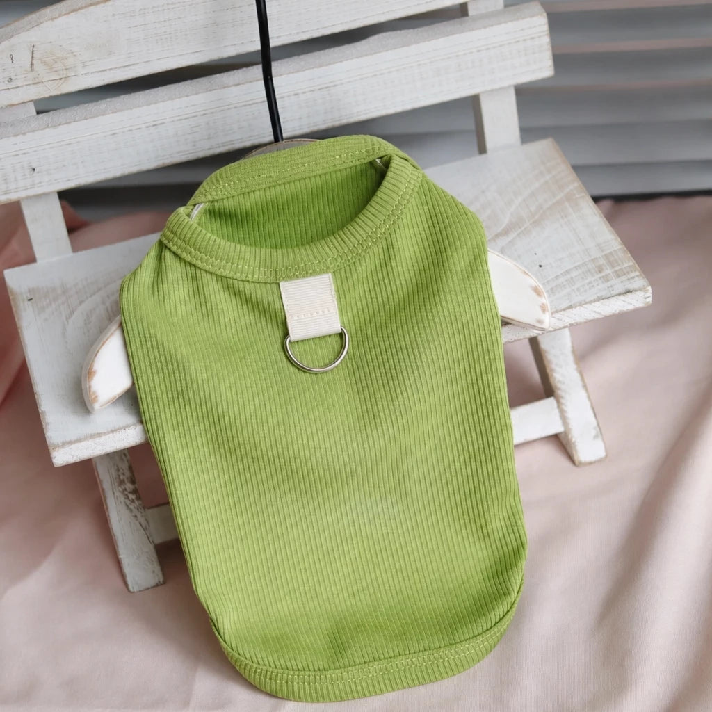 Lightweight Cotton Dog Tank Top with Ruffle Trim