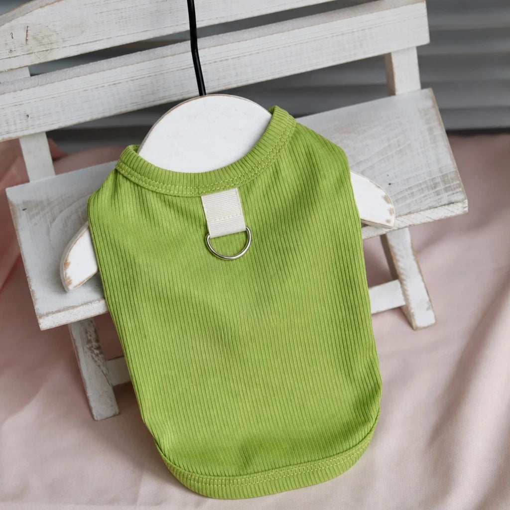 Lightweight Cotton Dog Tank Top with Ruffle Trim