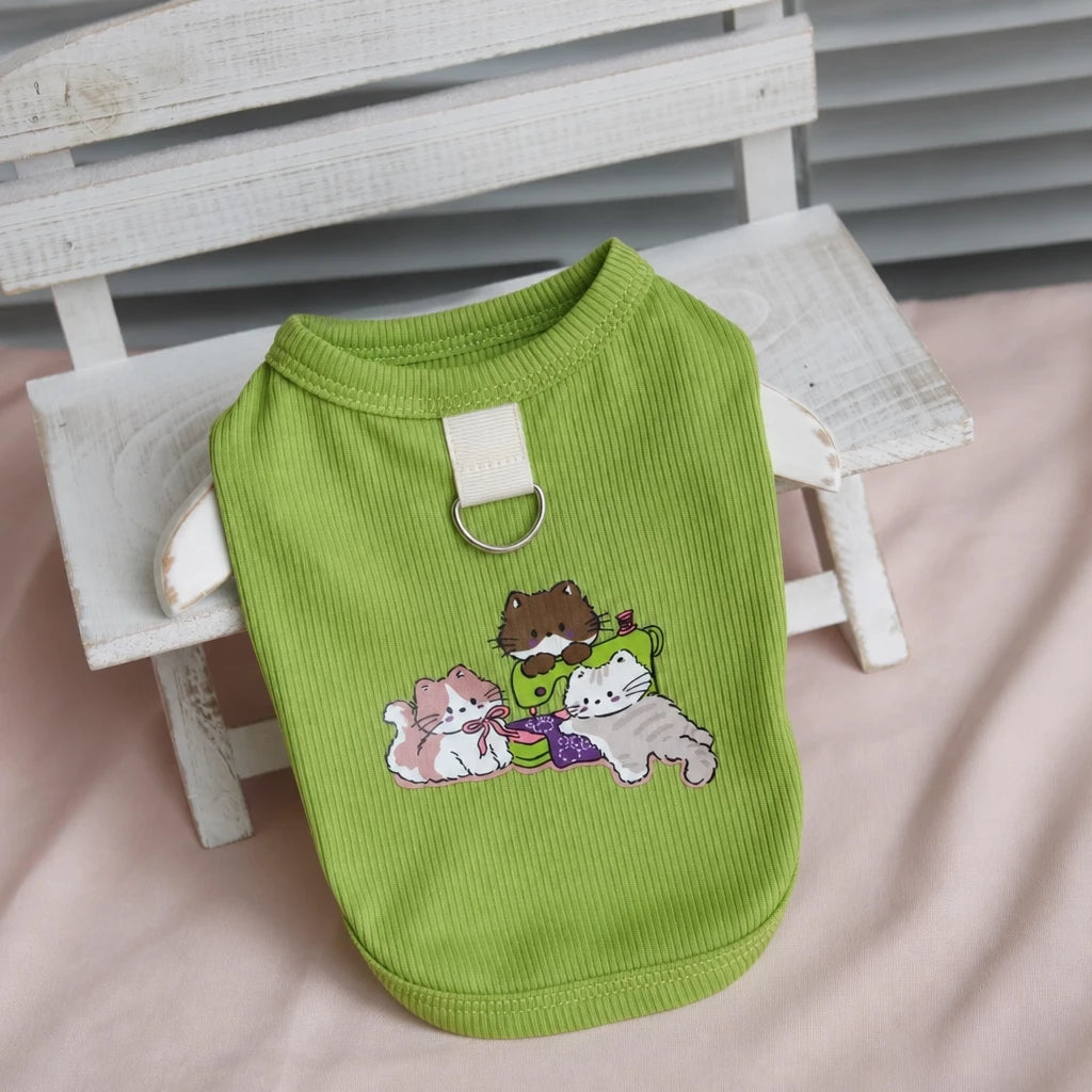 Lightweight Cotton Dog Tank Top with Ruffle Trim