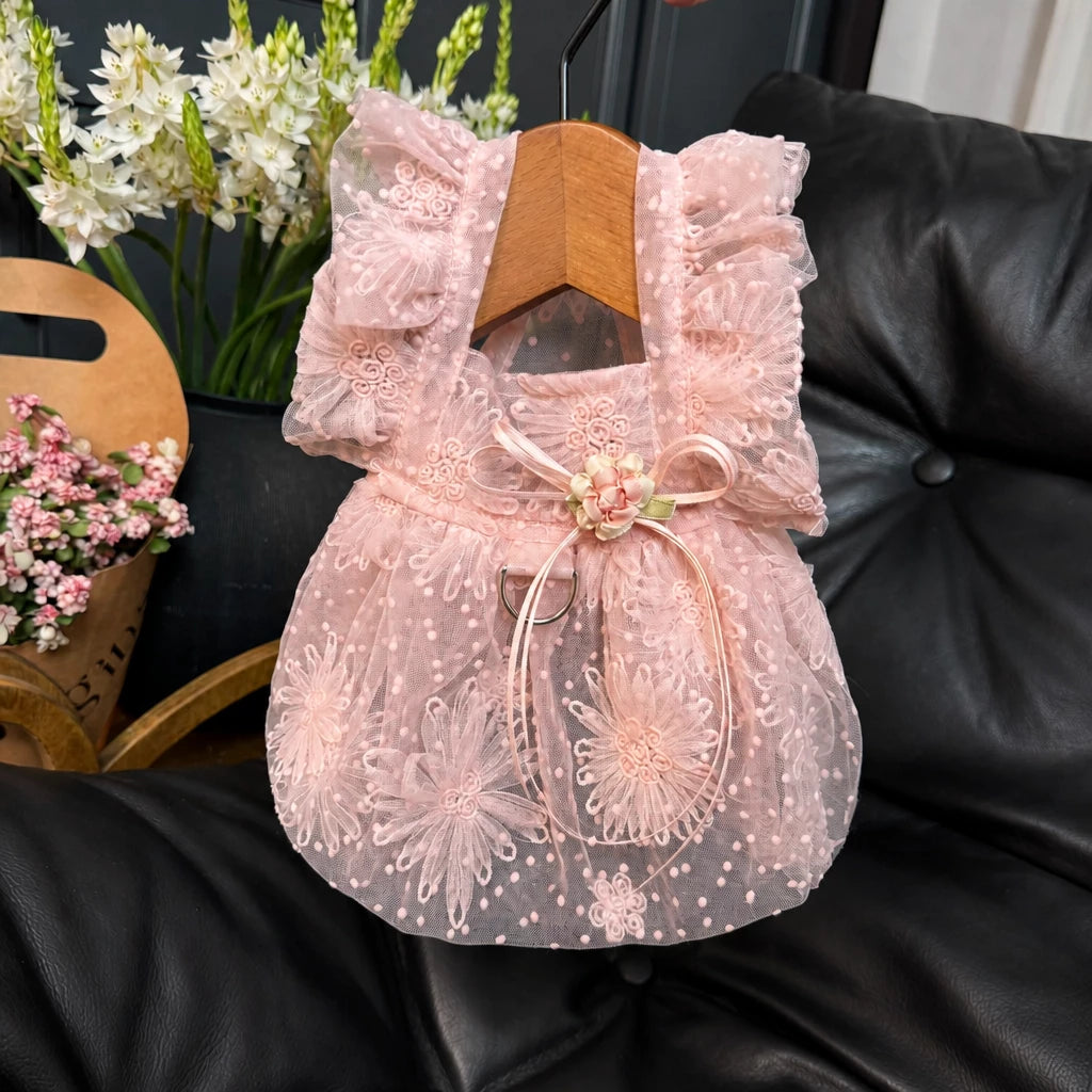 Pet Princess Dress with Leash Ring for Small Dogs and Cats