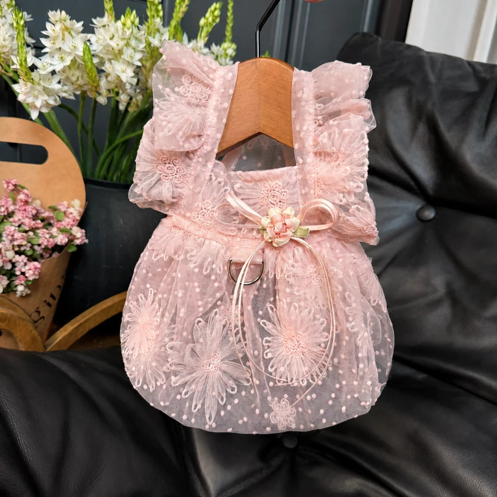 Pet Princess Dress with Leash Ring for Small Dogs and Cats