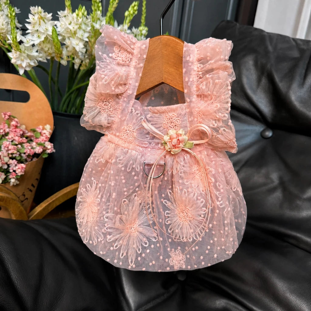 Pet Princess Dress with Leash Ring for Small Dogs and Cats