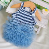 Blue Striped Mesh Dress for Dogs & Cats