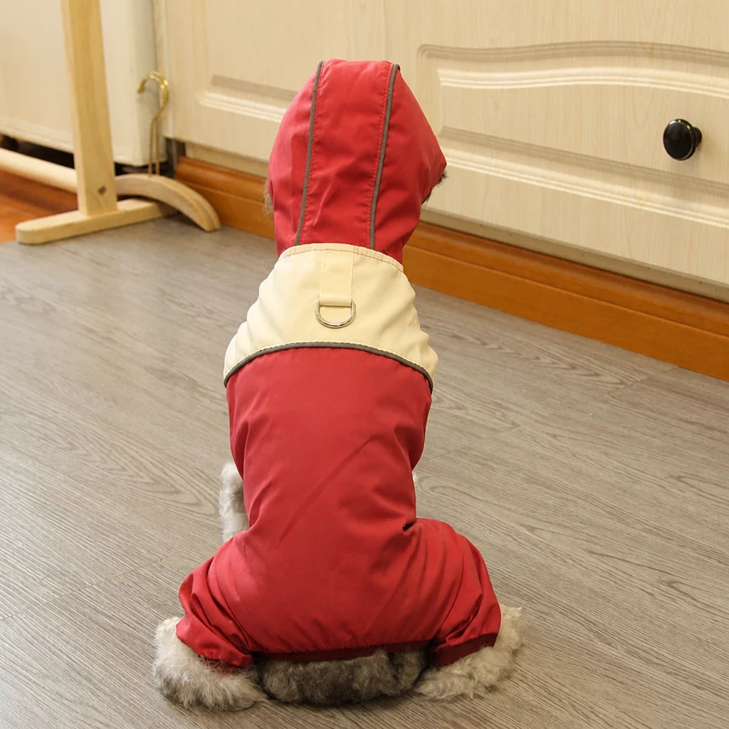 Four-Leg Polyester Dog Raincoat for Rainy-Day Walks
