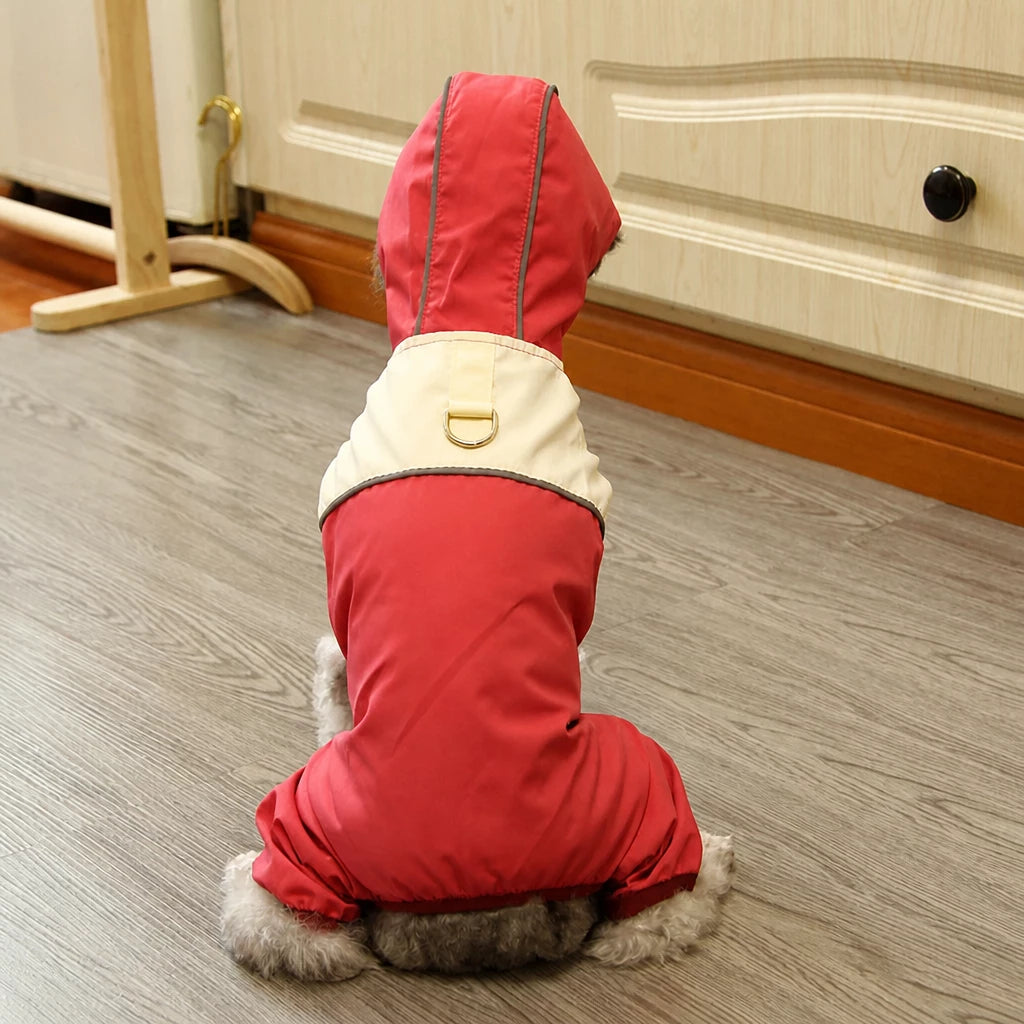 Four-Leg Polyester Dog Raincoat for Rainy-Day Walks