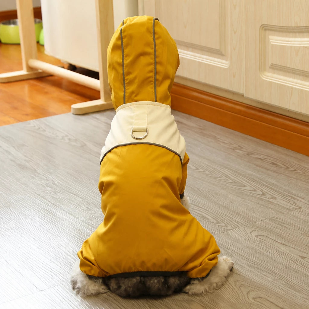 Four-Leg Polyester Dog Raincoat for Rainy-Day Walks