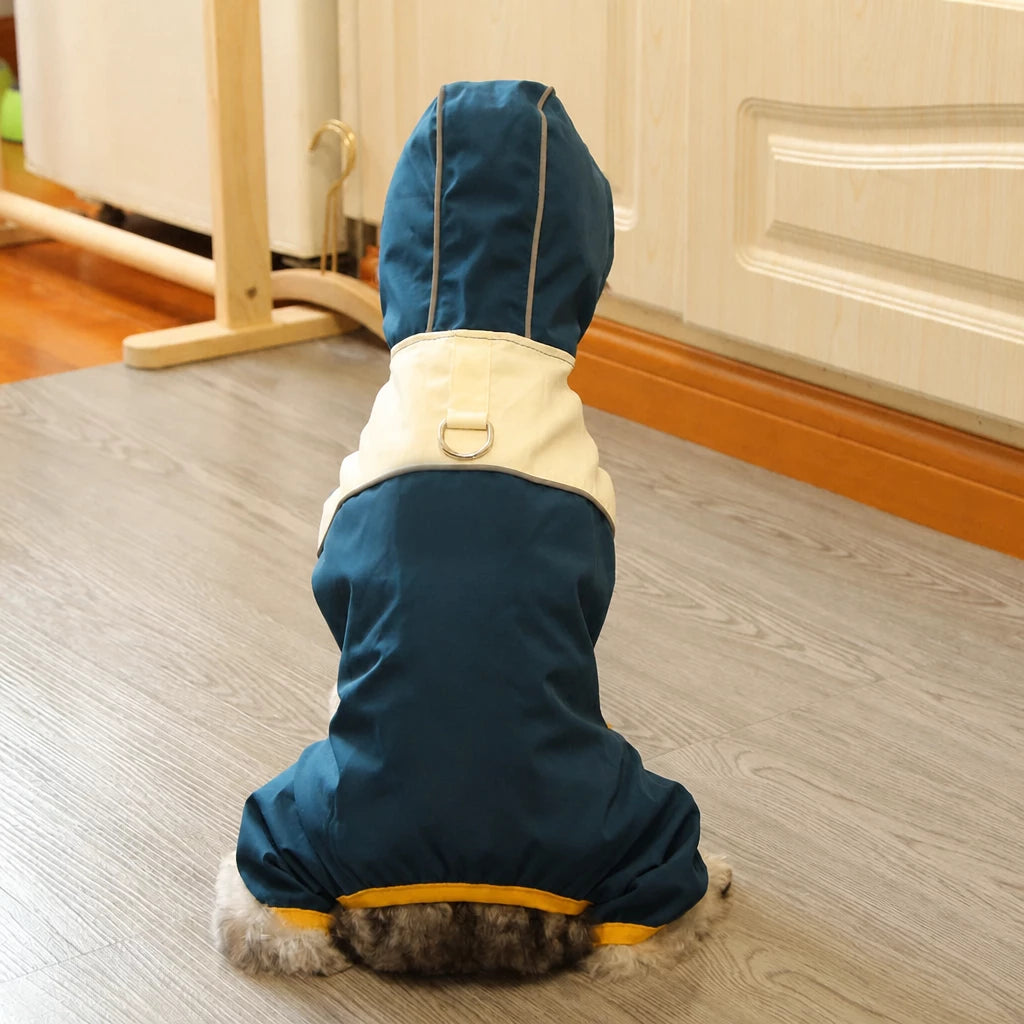 Four-Leg Polyester Dog Raincoat for Rainy-Day Walks