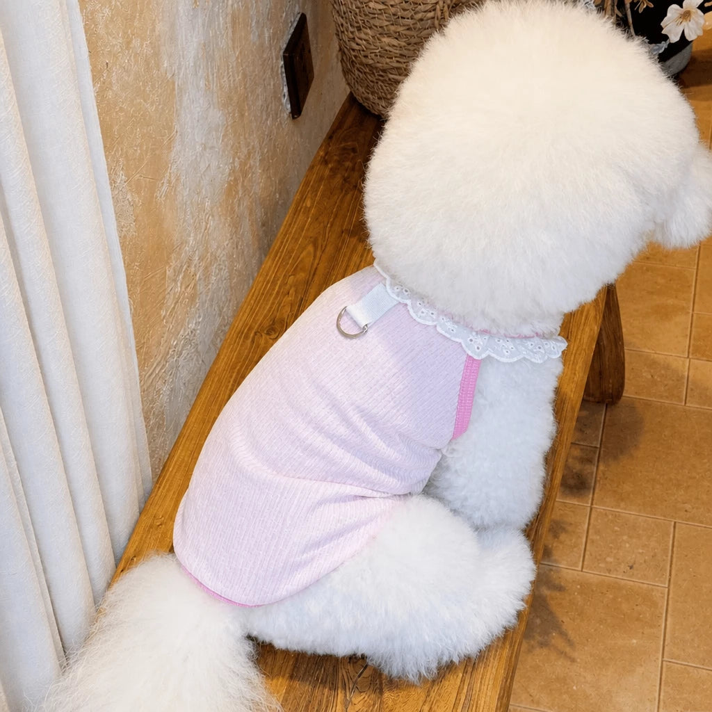 Lightweight Printed Lace-Trim Pet Vest for Dogs & Cats