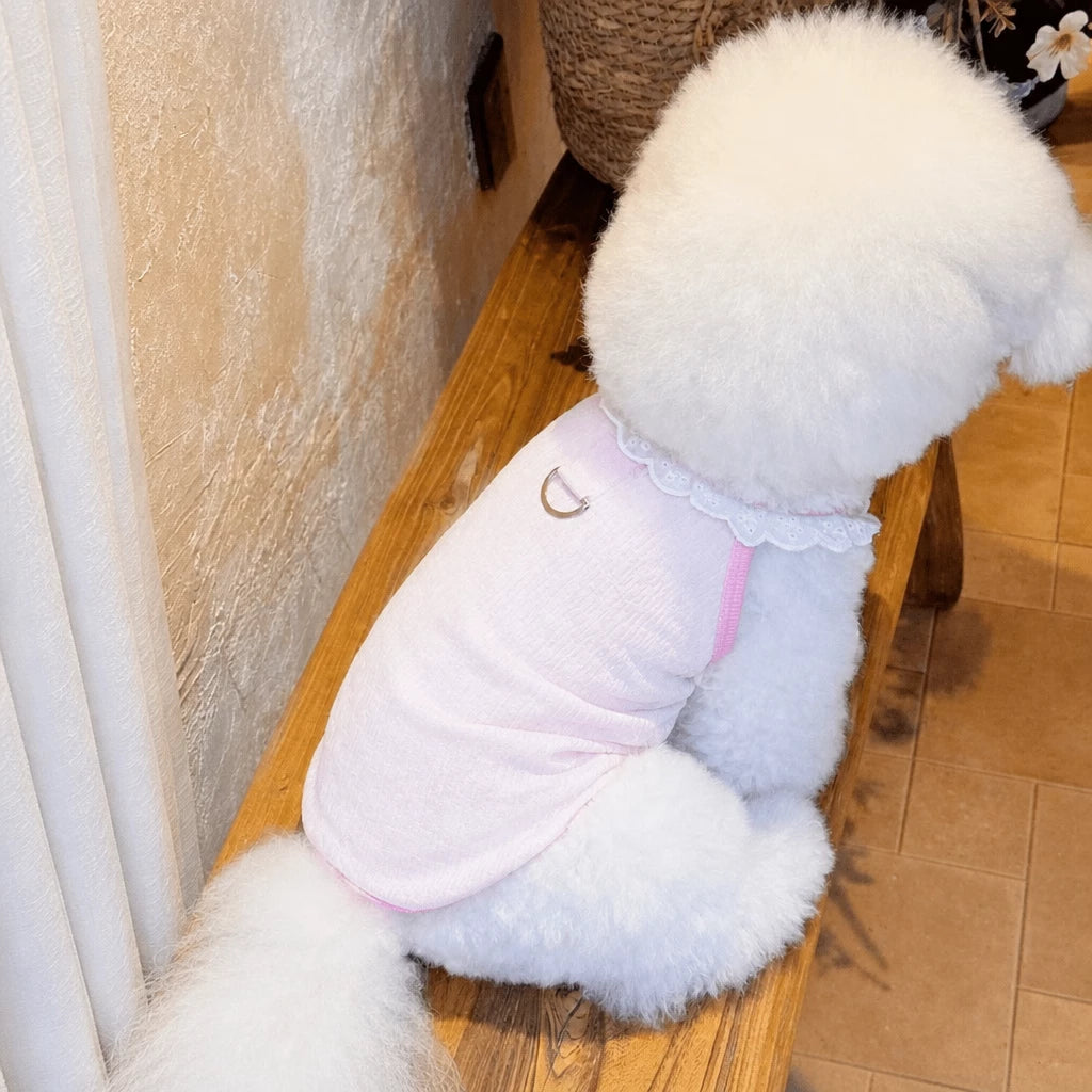 Lightweight Printed Lace-Trim Pet Vest for Dogs & Cats