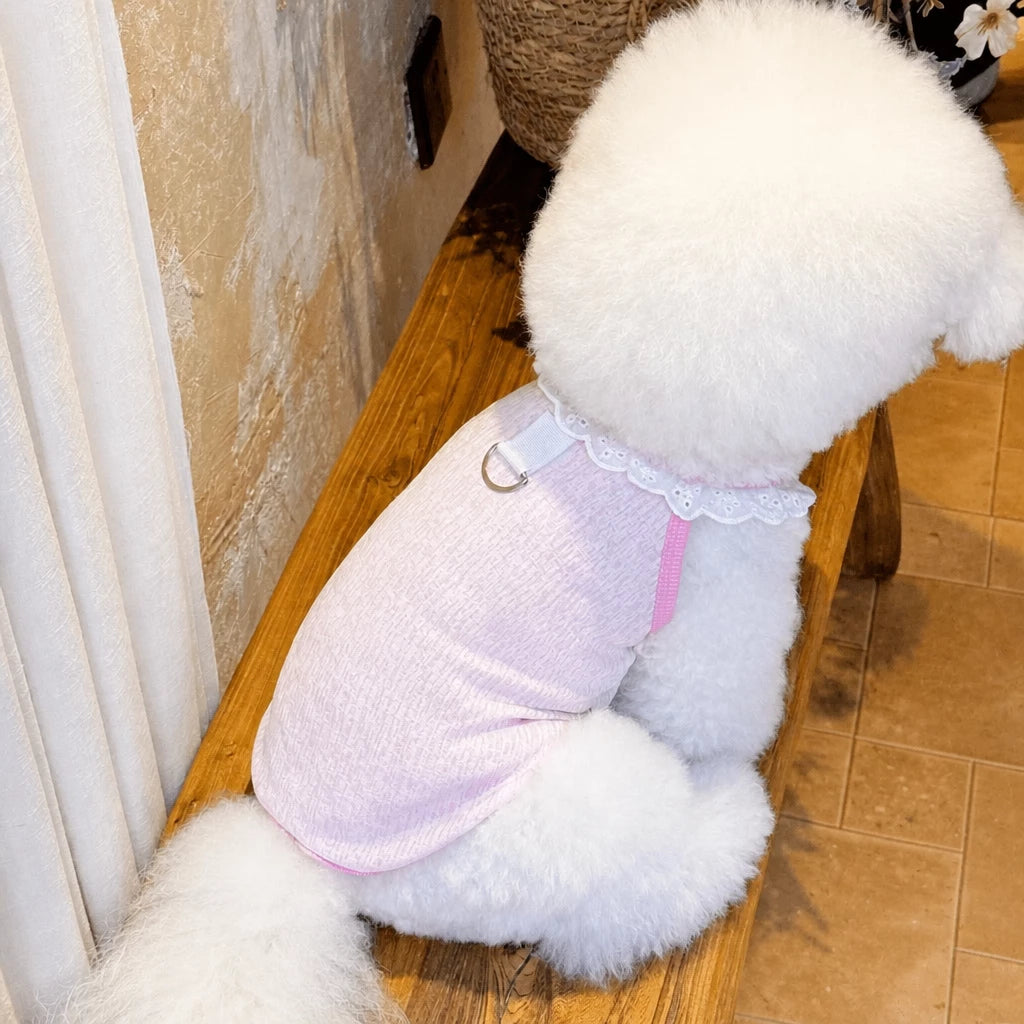 Lightweight Printed Lace-Trim Pet Vest for Dogs & Cats