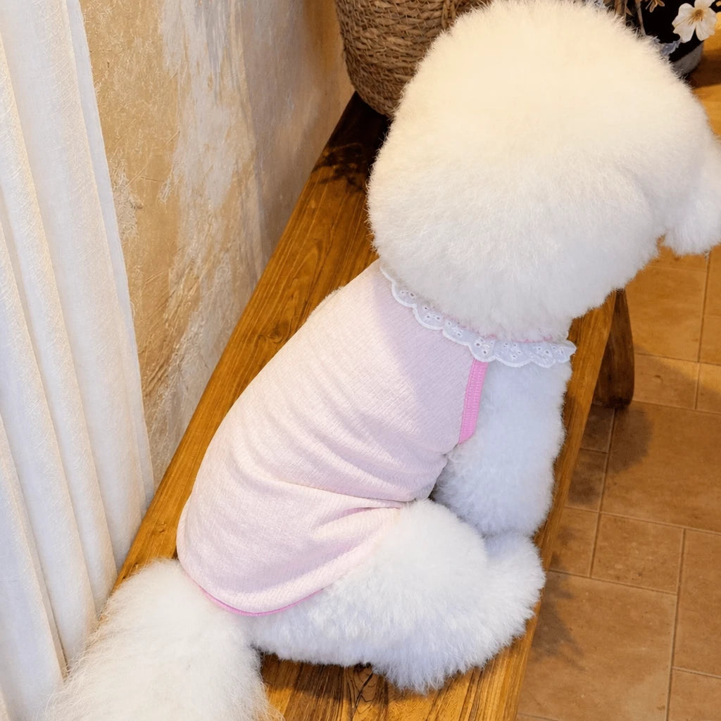Lightweight Printed Lace-Trim Pet Vest for Dogs & Cats