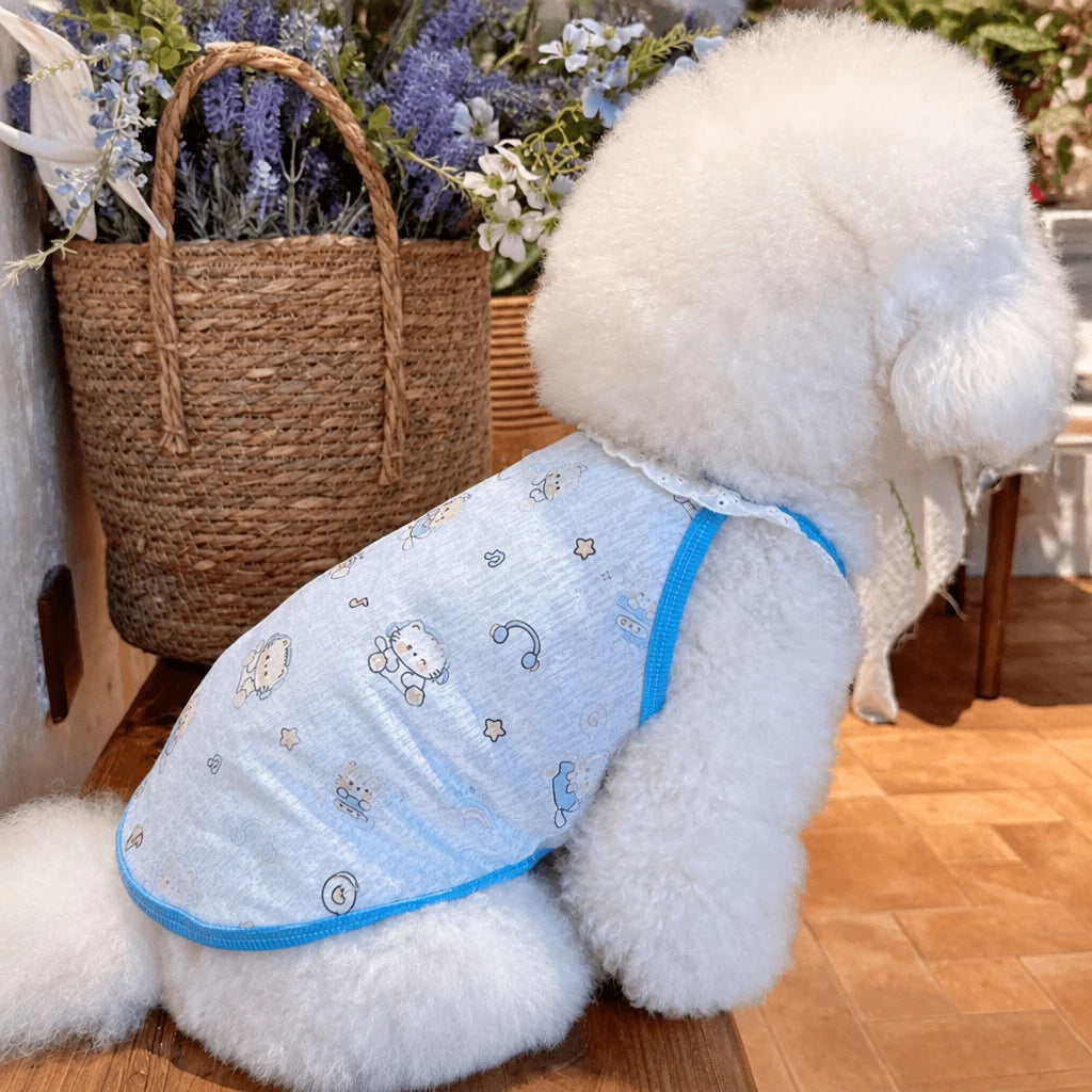 Lightweight Printed Lace-Trim Pet Vest for Dogs & Cats