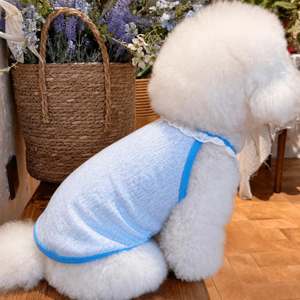 Lightweight Printed Lace-Trim Pet Vest for Dogs & Cats
