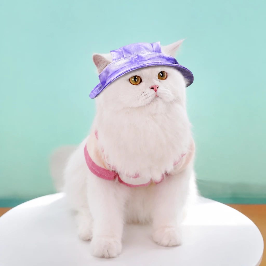Adjustable Cotton Pet Bucket Hat with Ear Openings