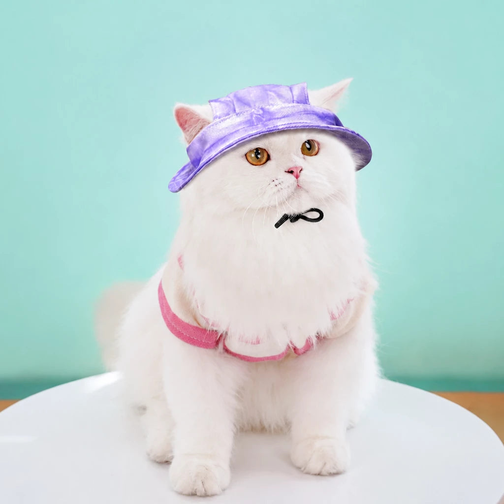 Adjustable Cotton Pet Bucket Hat with Ear Openings
