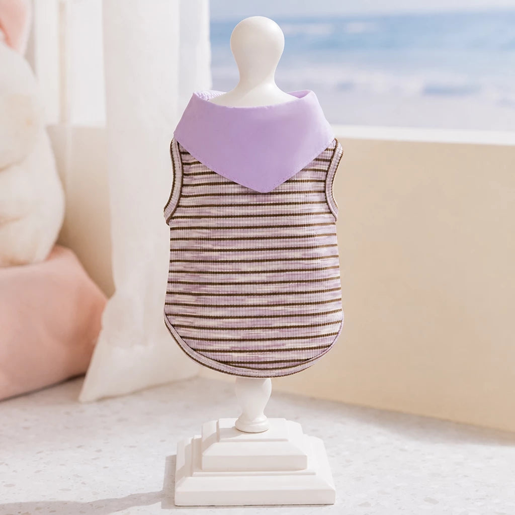 Striped Polo-Style Harness Vest for Small Dogs
