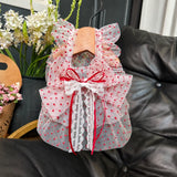 Red Polka-Dot Pet Dress with Leash Ring for Dogs and Cats