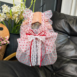 Red Polka-Dot Pet Dress with Leash Ring for Dogs and Cats
