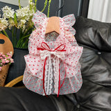 Red Polka-Dot Pet Dress with Leash Ring for Dogs and Cats