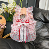 Red Polka-Dot Pet Dress with Leash Ring for Dogs and Cats
