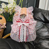Red Polka-Dot Pet Dress with Leash Ring for Dogs and Cats
