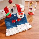 Cotton Denim-Style Pet Dress with Harness and Leash