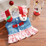Cotton Denim-Style Pet Dress with Harness and Leash