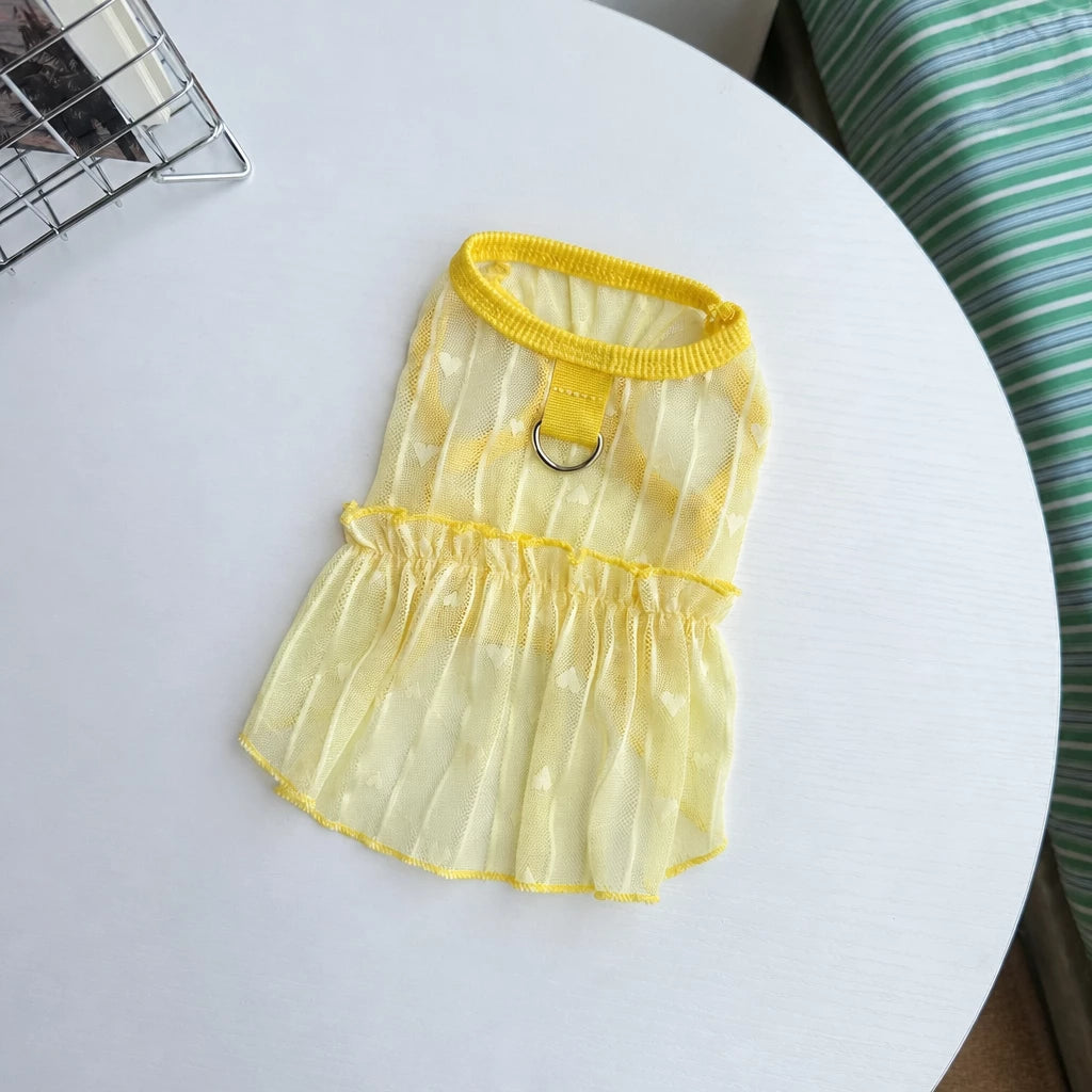 Silk Heart Cutout Ruffle Dress for Small Dogs & Cats