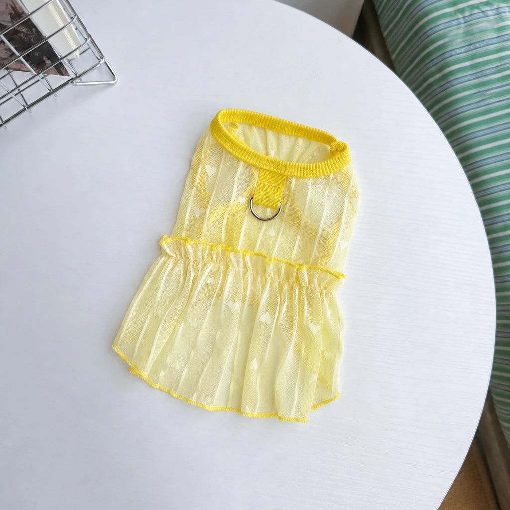 Silk Heart Cutout Ruffle Dress for Small Dogs & Cats