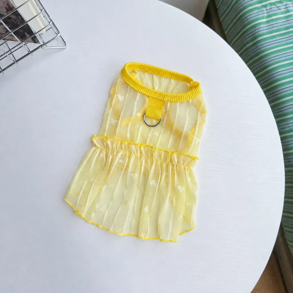 Silk Heart Cutout Ruffle Dress for Small Dogs & Cats