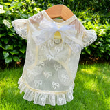 Lightweight Mesh Bow Pet Shirt with Leash Opening for Dogs & Cats