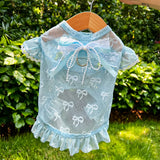 Lightweight Mesh Bow Pet Shirt with Leash Opening for Dogs & Cats