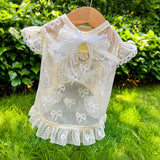 Lightweight Mesh Bow Pet Shirt with Leash Opening for Dogs & Cats