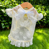 Lightweight Mesh Bow Pet Shirt with Leash Opening for Dogs & Cats