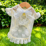 Lightweight Mesh Bow Pet Shirt with Leash Opening for Dogs & Cats