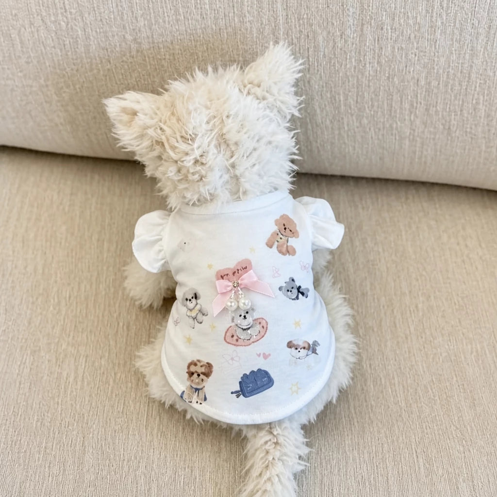 Bow Tie Flutter-Sleeve Pet Vest