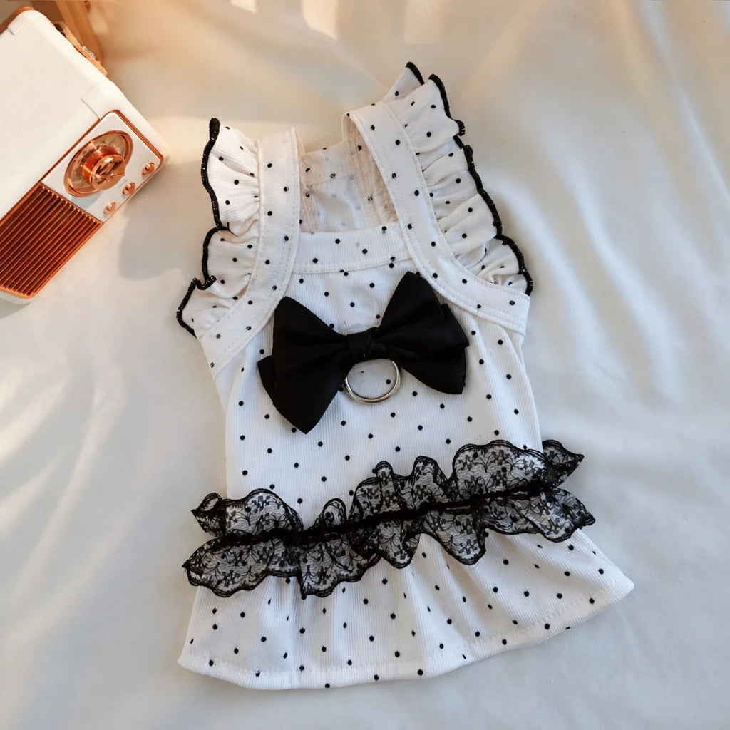 Polka Dot Flutter-Sleeve Pet Dress for Cats & Small Dogs